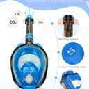 Greatever G2 Full Face Snorkel Mask with Latest Dry Top System,Foldable 180 Degree Panoramic View Snorkeling Mask with Camera Mount,Safe Breathing,Anti-Leak&Anti-Fog, Blue, Large/ X-Large