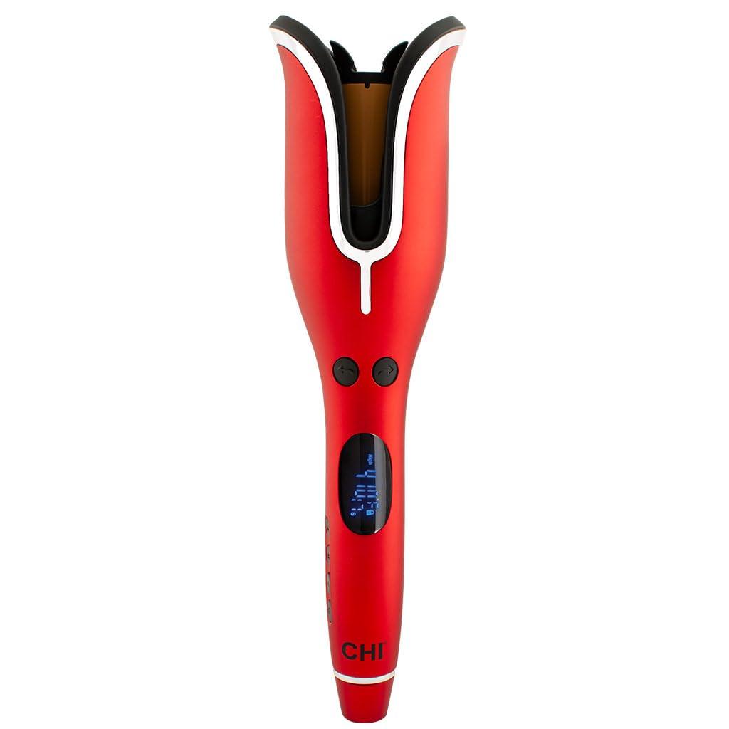 CHI Spin N Curl 1 Ceramic Rotating Curling Iron, Adjustable Preset Heat Settings for All Hair Types, Salon-Quality Curls & Waves, Auto Shut-Off, Tangle Protection, Ruby Red