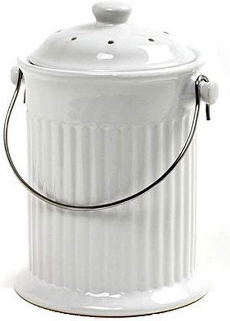 Norpro, White , 1 Gallon Ceramic Compost Keeper, One Size