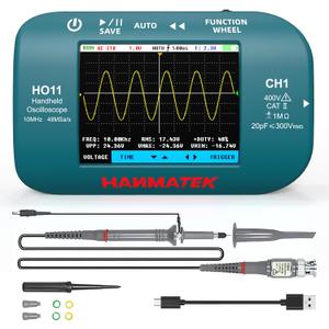 HANMATEK HO11 Handheld Digital Oscilloscope - 10MHz Bandwidth, 48MSa/s High-Precision Sampling, 2.8" TFT Display, USB Rechargeable, Advanced Trigger System, Portable for Fieldwork