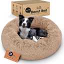 Donut Dog Bed - Premium Comfort for Anxiety Relief - Fluffy & Calming Design with Ultra-Plush Support | Cozy Round Dog Bed with Super Soft Circle Style (Size L Camel)