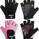 Geyoga 2 Pairs Workout Gloves Adjustable Weight Lifting Gym Exercise Training Breathable Workout Gloves with Full Palm Protection for Men and Women Fitness, Biking, Pull up (Medium, Black, Pink)