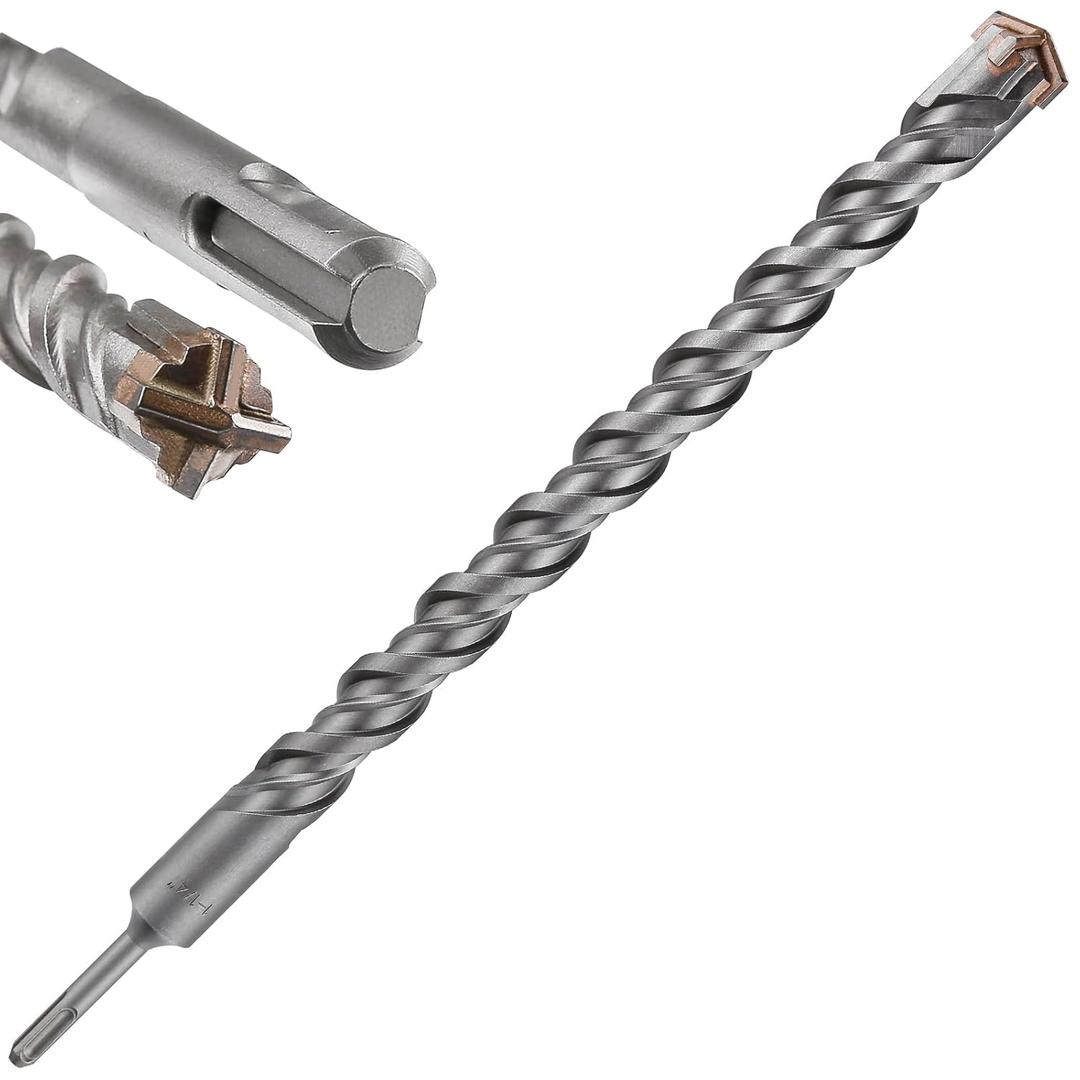 Concrete Drill Bit lengthening 1pcs 1-1/4" X 18"-16" Cross-Type Double Thread Carbide Material Suitable for Concrete, Brick, Cement Walls, Stone, Extra Long Hammer Drill Bits for Concrete