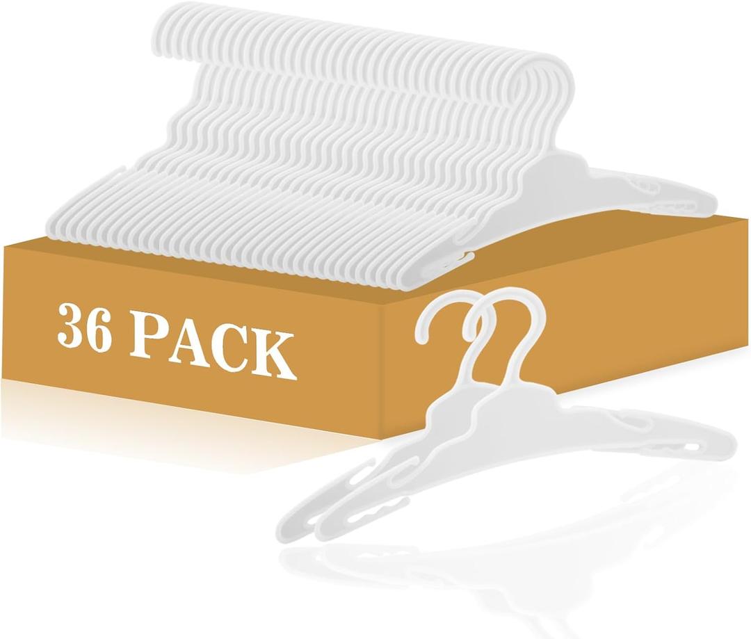 36 Pcs Doll Clothes Hangers for 18-Inch Dolls - Non-Slip, Space-Saving Wardrobe Accessories for Doll Gowns & Outfits (White)