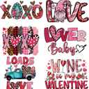 2 x 6Pcs Valentines Day Iron On Transfers - Valentine's Day Heat Transfer Vinyl for Clothes Pillow Hoodie Apron - Leopard Love Heart Design for Valentines Shirts for Women - DIY Craft Supplies