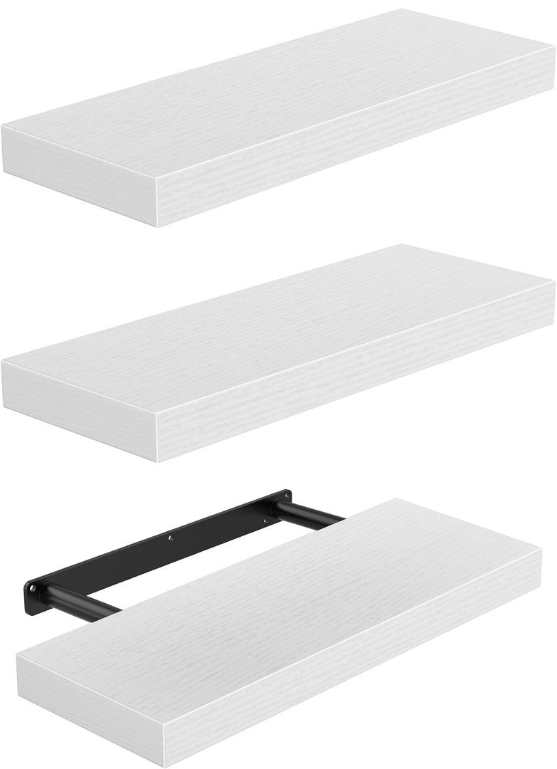 15x7 White Floating Shelves 3 Pack