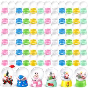 Layhit 72 Pcs 4 Inch DIY Snow Globe Bulk Clear Plastic Water Globe Bulk Empty Fillable Christmas Snow Globes with Screw Off Cap Keepsake Globe Display Case for DIY Crafts Ornaments Home Decoration