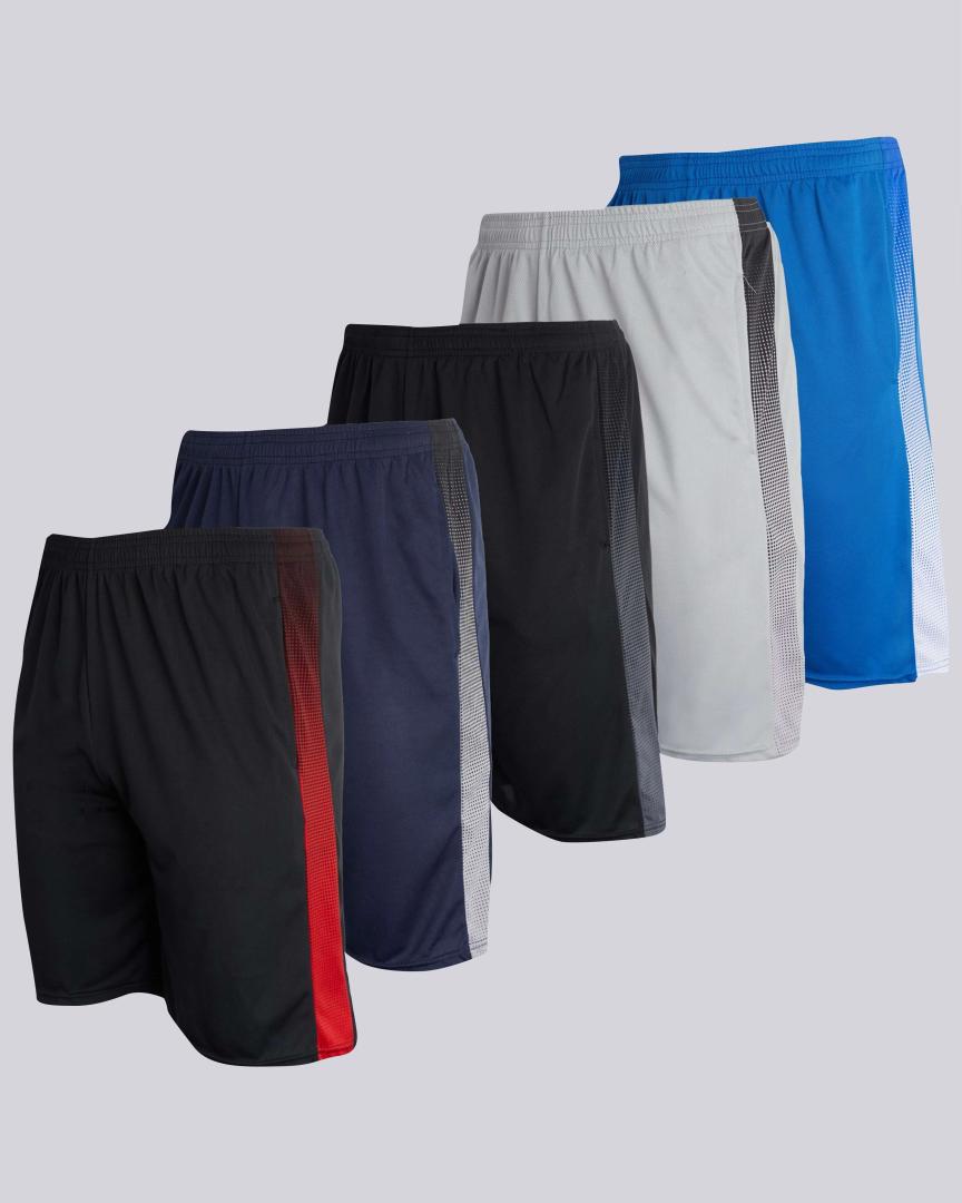 Real Essentials 5 Pack: Men's Mesh Athletic Basketball Shorts Quick Dry Activewear with Pockets, XL