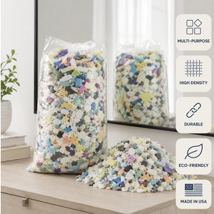 Louis Donn 8.8lbs Eco-Friendly Ultra-Soft Shredded Foam Filler - High Resilience Colorful Filling for Cushions, Car Seat Pads, Foot Rests, Pet Beds, Stuffed Animals, Pouf Ottomans & Arts Crafts