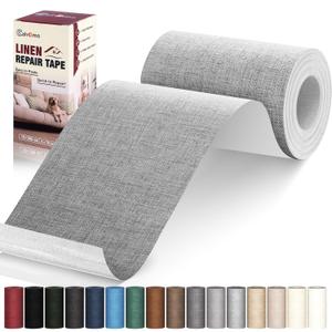 Cahomo Linen Repair Tape 4x79 inch, Self Adhesive Fabric Patches, Linen Patch Tape Kit, Fabric Repair Tape for Couch Sofas, Headboards, Chairs, Pillows, Curtains, Couches- Light Grey