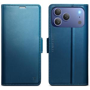 for iPhone 17 Pro Case Wallet with RFID Blocking Card Holder, PU Leather Kickstand Protective Flip Phone Cover Fit for iPhone 17 Pro 6.3" Blue