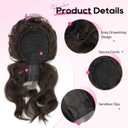 REECHO Messy Bun Hair Piece with Bangs 2-in-1 Drawstring Ponytail Extension Updo Wig & Hair Topper with Long Side Bangs, Natural-Looking Hair Bun Hairpieces for Women - Chocolate Brown