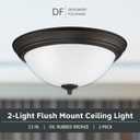 Designers Fountain Flush Mount Ceiling Light, 2-Pack, 13 Inch Frosted Glass Lighting Fixture for Kitchen, Bedroom, Bathroom, and Hallway, LED Bulbs Not Included, Oil Rubbed Bronze