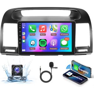 Android Car Stereo for Toyota Camry 2000-2006, Wireless Carplay Android Auto Car Radio, 9'' Touch Screen Head Unit with Mirror Link GPS Navigation FM RDS HiFi WiFi AHD Backup Camera SWC USB MIC