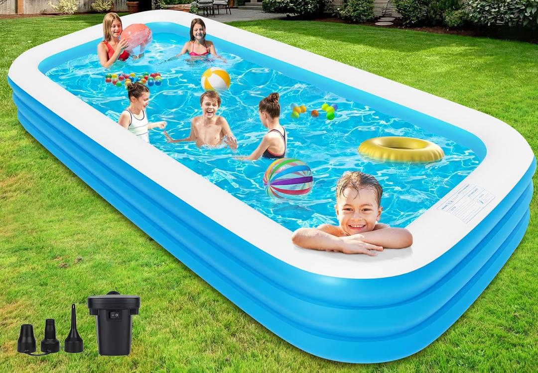 Extra Large Inflatable Pool for Adults, 150" X 74" X 22" Big Blow-Up Pool Swimming Pool, 2025 Upgraded Oversized Thickened Family Pools for Backyard Summer Outdoor