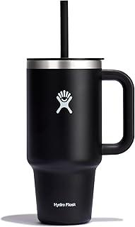 Hydro Flask Travel Tumbler with Handle, Insulated Stainless Steel in 32 Oz Black