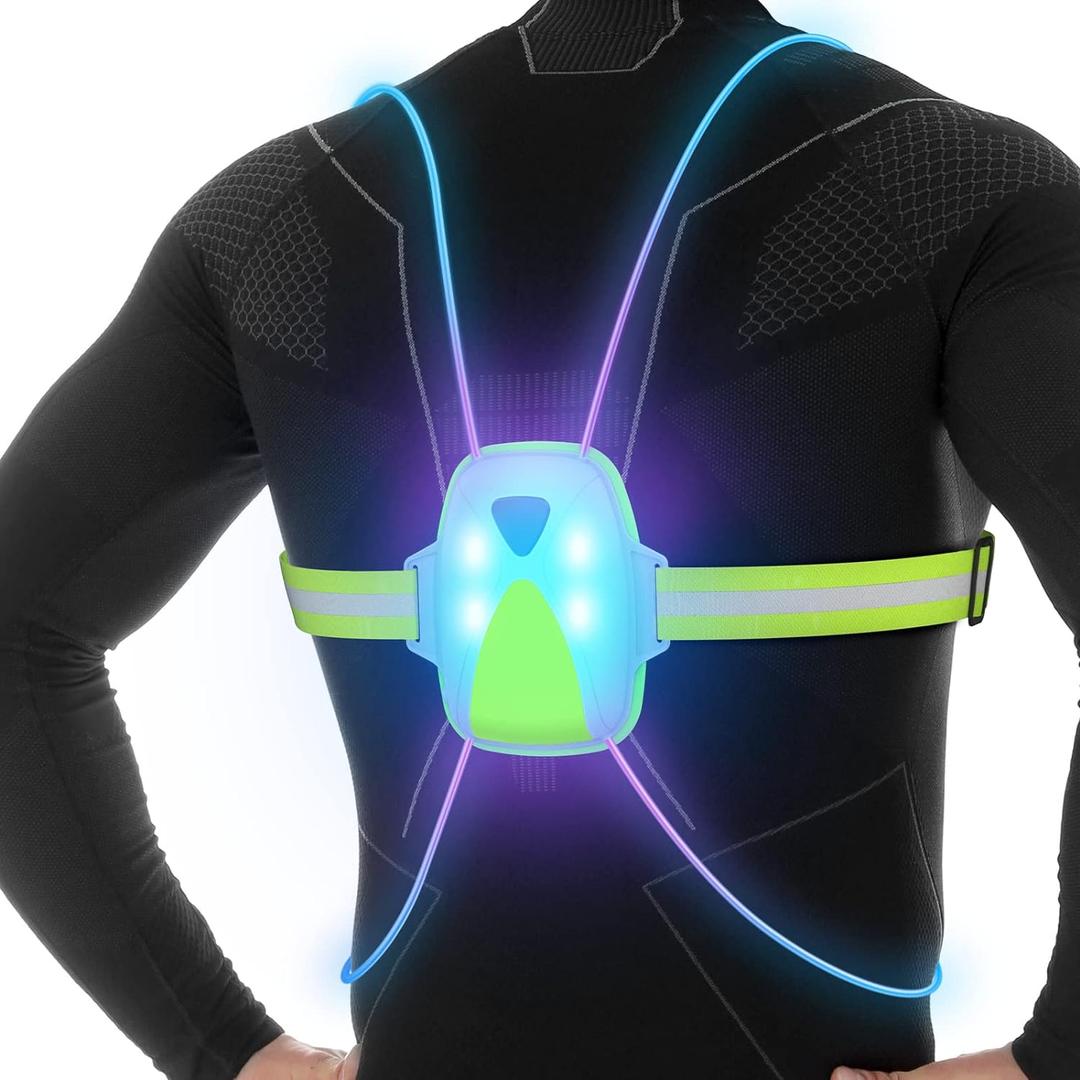 Ni-SHEN LED Reflective Running Vest with Front Light,Running Lights for Runners,Reflective Running Gear for Men/Women Running,Cycling or Walking, High Visibility Warning LED Lights (Green)
