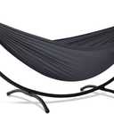 SUNCREAT Hammocks Standing Patio Hammock, Portable Hammock with Stand Foldable, Dark Gray