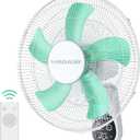VAGKRI Wall Mount Fan, 16 Inch Wall Fans with 5 Blades, 5 Speeds, 8 Hour Timer, 90 Oscillating Quiet Fans with Remote for Home Office Bedroom Living Room Garage (White)