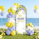 AIBIIN 6ft Lemon Wedding Arch Backdrop Cover, She Found Main Squeeze Arch Covers, 2-Sided Round Top Chiara Blue Tile Bridal Shower Party Arch Decorations
