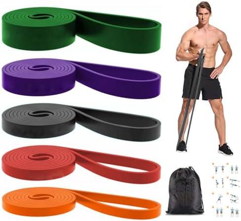 4 Resistance Bands, Pull Up Bands, Exercise Workout Bands for Working Out, Pull Up Assistance Bands Set for Men & Women, Body Stretching, Physical Therapy, Muscle Training