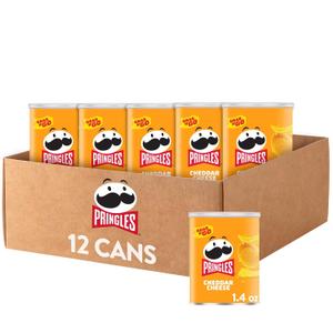 Pringles, Crisps, Lunch Snacks, Office and Kids Snacks, Grab N' Go, Cheddar Cheese (12 Cans), BB MAY142027