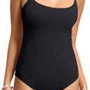 Beautikini Period Swimwear One Piece Leakproof Swimsuit Menstrual Tummy Control Bathing Suit for Teens Girls and Women (Black, M)