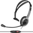 Panasonic Comfort Fit Headset for TCA Series Cordless Landline Phones, Foldable Headset with Flexible Noise-Cancelling Microphone and Volume Control, 2.5 mm Plug, Grey/Silver KX-TCA430