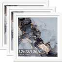 White 12x12 Frame Set of 3, Display Picture 10 x 10 with Mat or 12 x 12 Without Mat, Wall Hanging Large Picture Frame for Diamond Art Painting 30cmx30cm - 3 Packs