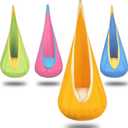 Kids Pod Swing Hanging Seat Child Hammock Chair Indoor and Outdoor Sensory Swings 100% Cotton Loading Capacity 170 lbs (Yellow)