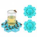 2 Pack Silicone Bee Watering Station for Garden,Bee Feeder and Waterer Compatible with Regular & Wide Mouth Canning Jars,Honey Bee Feeder for Mason Jar (Blue)
