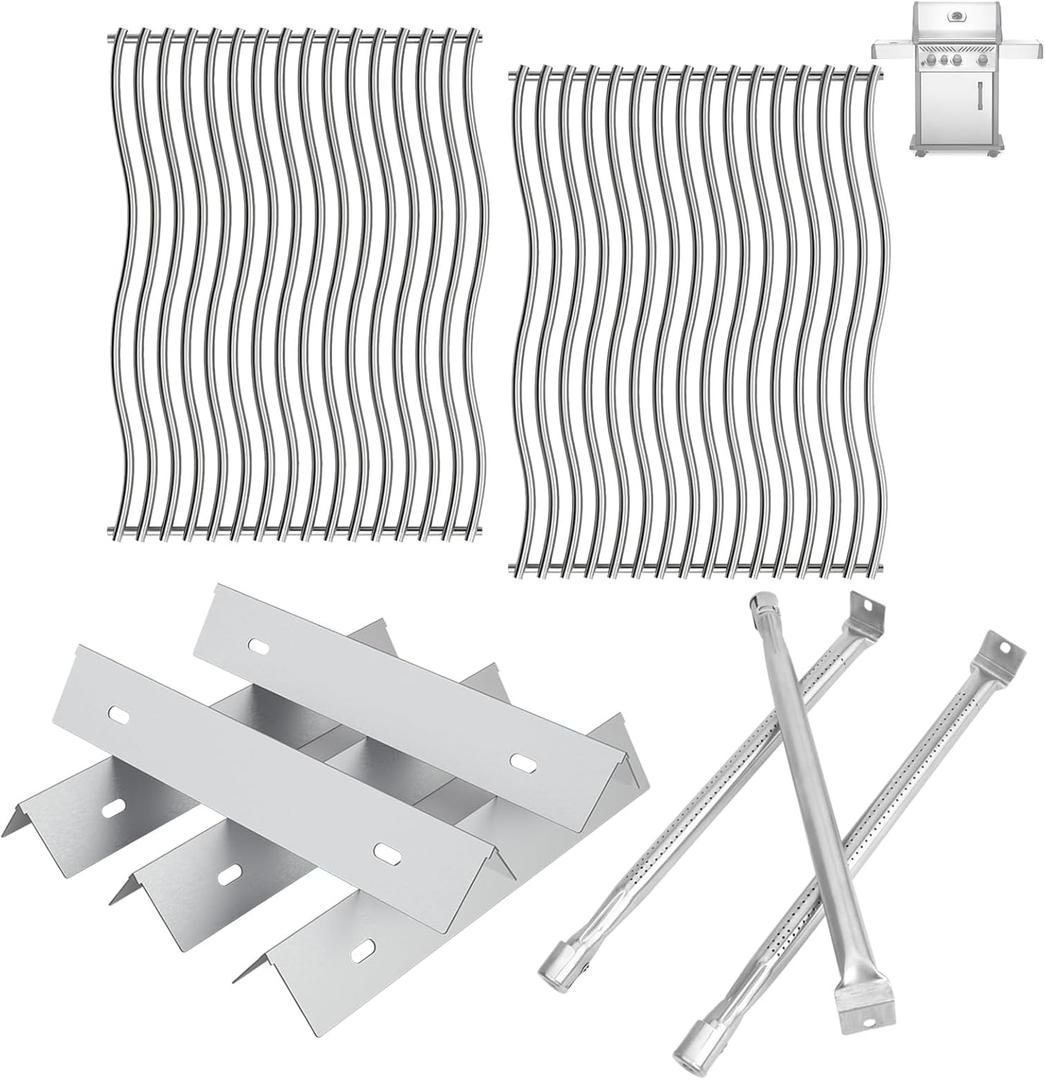 Grill Parts for Napoleon Rogue 425 Rogue SE 425 Rogue XT 425 Freestyle 425 RXT425SBNMK-1-A RXT425SIBPK-1, Grill Grate, Heat Plate & Burner Replacement Parts for Napoleon Grill Accessories