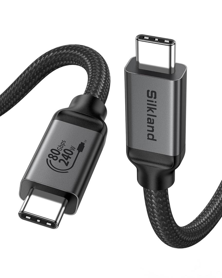 Silkland USB-IF Certified 80Gbps USB 4 for Thunderbolt 5 Cable 5FT, 120Gbps for Dual 8K, 240W PD3.1 Charging, Braided USB C Video Cable Compatible for Thunderbolt 4, MacBook, iPhone 17/16, Mac mini