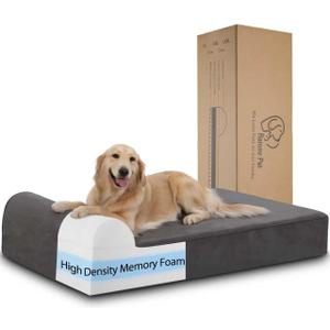 Orthopedic Dog Beds for Large Dogs, 7" Memory Foam Dog Beds with Waterproof Liner, Chew Proof Microsuede Cover, Removable and Washable, Nonskid Bottom, 48"x30"x7" L Grey (Premium Version-Grey)