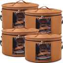Suzile 4 Pack Large Round Foldable Felt Hat Box for Women Storage 17 x 10 Inch Cowboy Hat Storage Box with Lid Closet Cowboy Case Organizer Clothes Bin(Red Brown)