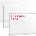 Clear Acrylic Sign Stands 11 x 8.5 Inch - 3 Pack Double-Sided Display for Restaurants, Office, Home, Store