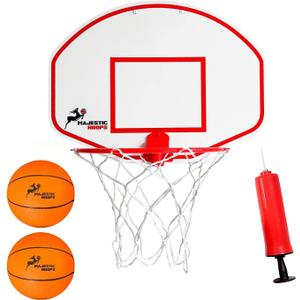 Majestic Hoops Mini Basketball Hoop - Indoor Basketball Hoop - Durable Plastic Basketball Hoop for Kids and Adults - No Assembling - Premium Basketball Game with Ball and Pump