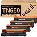 v4ink TN660 Toner Compatible Replacement for Brother TN660 TN630 TN-630 TN-660 Toner Cartridge Black for Brother Printer hl-l2300d hl-l2320d hl-l2380dw dcp-l2540dw mfcl2700dw mfc-l2700dw mfc-l2740dw