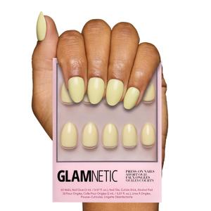 Glamnetic Press On Nails - Pastel Yellow | Short Oval Yellow Fake Nails with Glossy Finish, Salon Quality| 15 Sizes - 30 Nail Kit with Glue