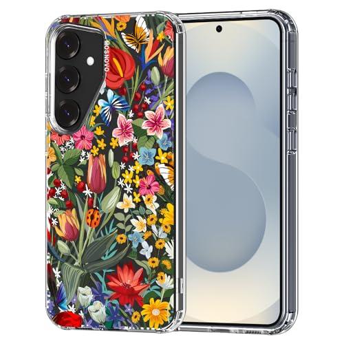 MOSNOVO Case for Samsung Galaxy S25 Plus/Galaxy S24 Plus, [Buffertech 6.6ft Military-Grade Drop Protection] [Anti Peel Off Tech] Clear TPU Bumper Phone Case Cover Design - in The Garden