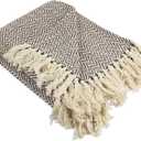 DII Chevron Throw Collection Handloomed Cotton, 50x60, Dark Brown