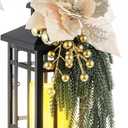 ROCEEI  Christmas Decorative Lantern Porch Decorations with LED Flickering Flameless Candle 14 Inch Vintage Hanging Lantern Xmas Centerpieces for Tables Indoor Outdoor Decor (Norfolk Pine)