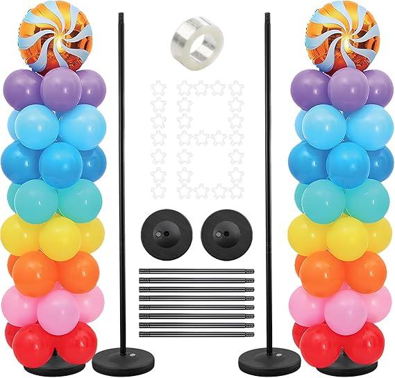 Balloon Stands for Floor, 60 Inch Height Adjustable Balloon Column Stand, Metal Balloon Column Kit Set of 2 for Birthday, Baby Shower, 2025 Graduation Party Decorations