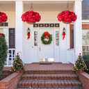 Artificial Fake Christmas Hanging Flowers Plants Basket for Outdoor New Year Decoration, Faux Silk Red Poinsettia UV Weather Resistant Realistic for Xmas Outside Porch Home Patio Decor