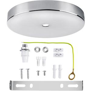 Arturesthome 7" Silver Ceiling Canopy Light Kit Rewind Single Hole with Hardware,Ceiling Plate for Pendant Lighting Chandelier, Screw Fixing on Both Sides (7.08 Inch)