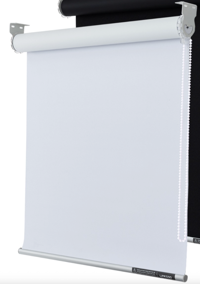 LINKCOO Blackout Roller Window Shades
 (White, 34 x 72)