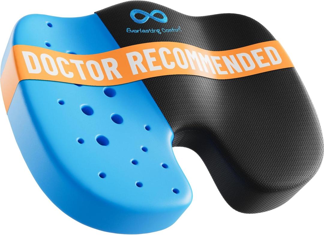 Everlasting Comfort Doctor Recommended Memory Foam Seat Cushion for Office Chairs & Car Seat - Ergonomic Office Desk Accessories for Tailbone Pain Relief, Sciatica & Back Support (Black Cooling) Everlasting Comfort Doctor Recommended Memory Foam Seat Cushion for Office Chairs & Car Seat - Ergonomic Office Desk Accessories for Tailbone Pain Relief, Sciatica & Back Support (Black Cooling)