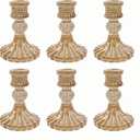 Glass Candlestick Holder,Striped Taper Candle Holders,Set of 6 Candle Stand for Table Centerpieces, Home Decor,Weddings,Festival and Parties (Amber Stripe Pattern)
