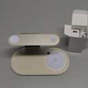 Metal Wireless Charging Station for Samsung/Android Charger,4 in 1 Nightstand Watch Charger Charging Stand with Night Light for Samsung S25/S24/S23 Ultra/Buds3,Only for Galaxy Watch 8/7/6/5,Starlight