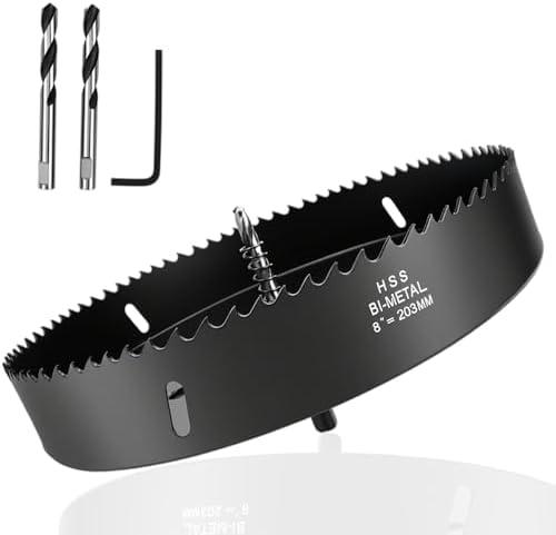 Rannb Hole Saw 8-inch Metal Hole Saw Kit Set Bi-Metal Hole Cutter Drill Bit with Sharp Teeth for Drilling Holes in Wood, Plastic, Drywall, PVC Boards